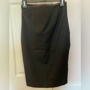 Black midi pencil skirt with back slit